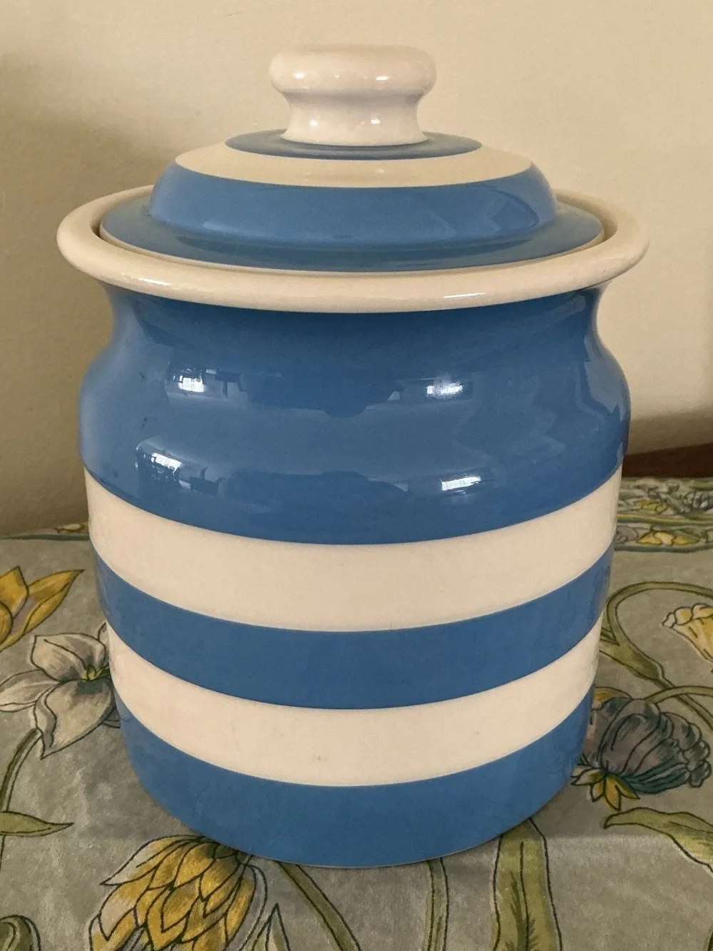 T.G. green The Original Cornish Blue Striped Canister England